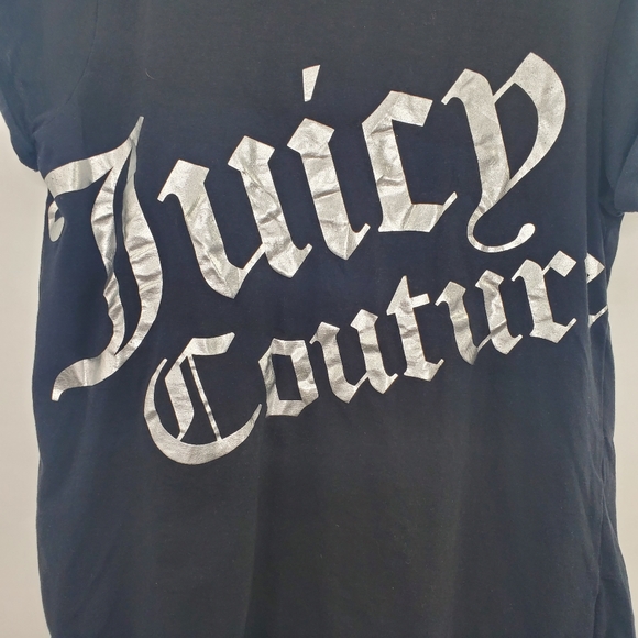 Juicy Couture Big Logo Bling Graphic Baby Tee Black Y2K Short Sleeves - Picture 2 of 5
